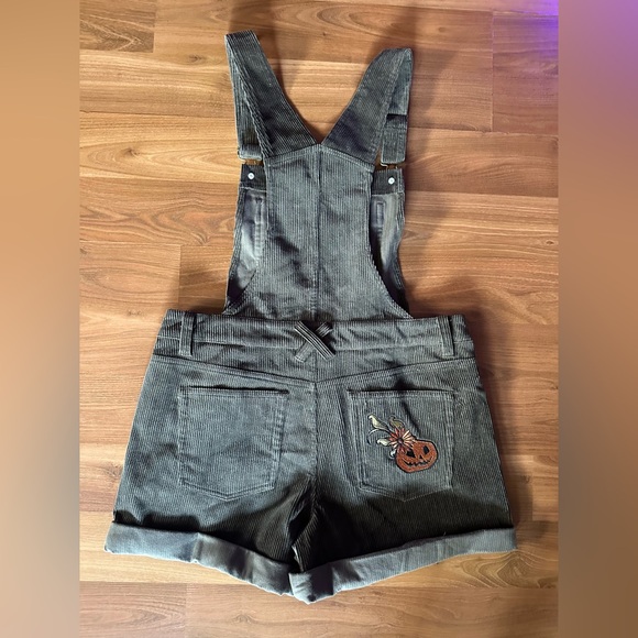 Corduroy Overalls with Jack Skellington Embroidery - Olive Green - Picture 6 of 8